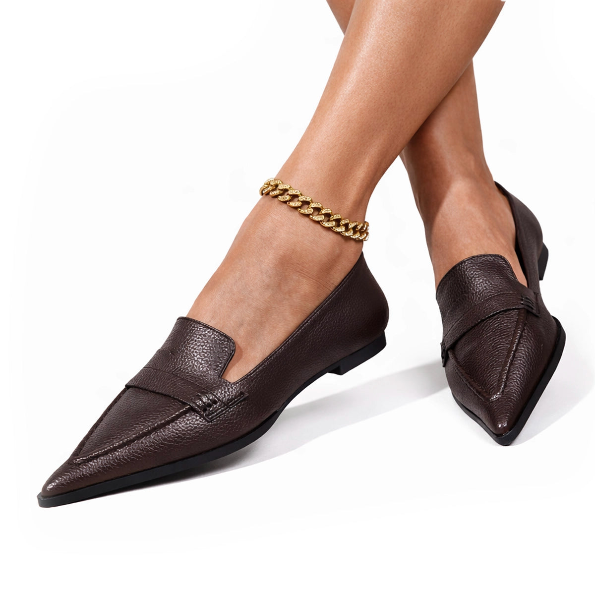 Women's Textured Pebbled Pointed Flats Mila