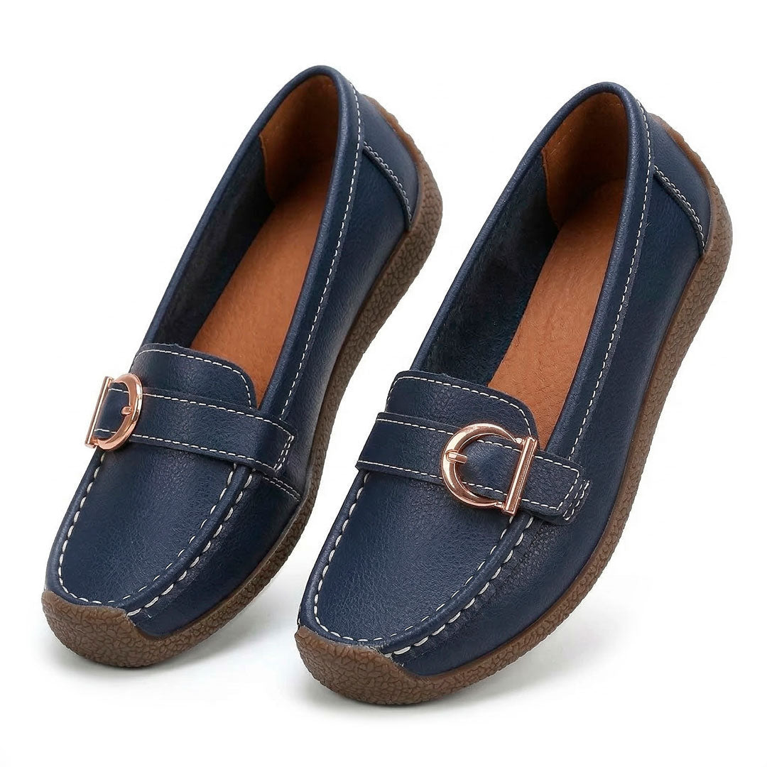 Women's Pebbled Leather Driving Loafers Mila