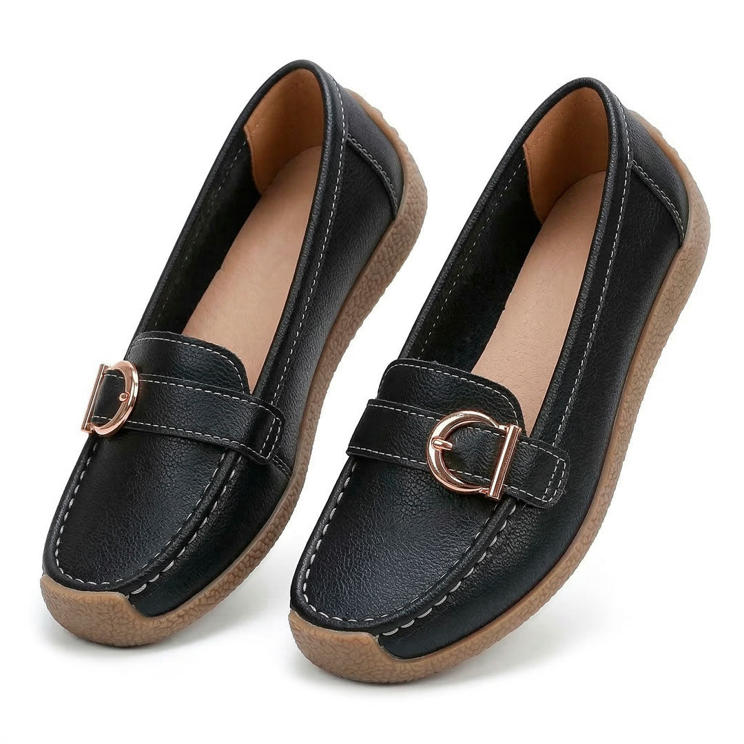 Women's Pebbled Leather Driving Loafers Mila