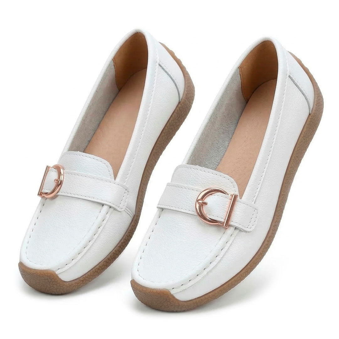 Women's Pebbled Leather Driving Loafers Mila