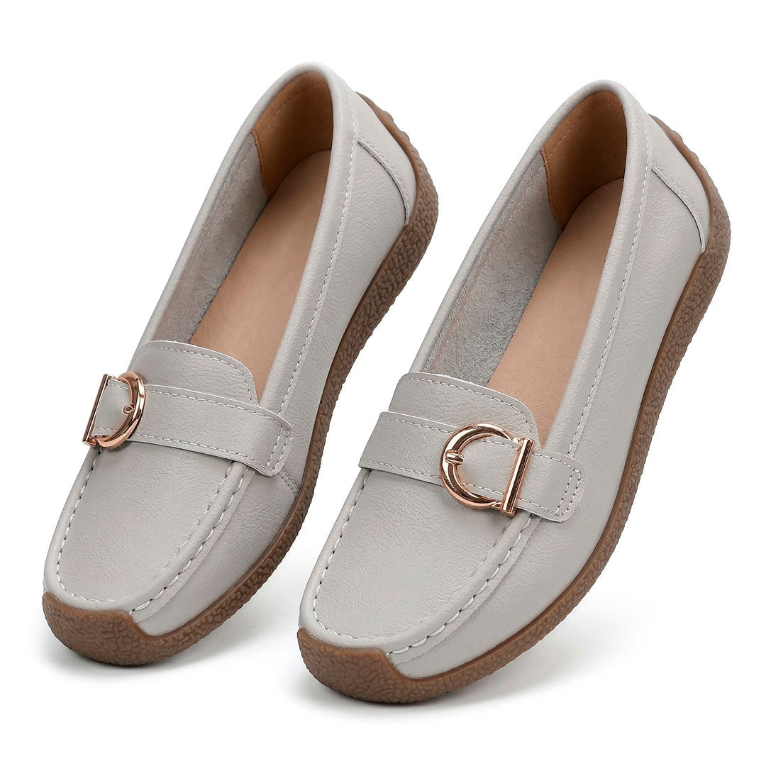 Women's Pebbled Leather Driving Loafers Mila