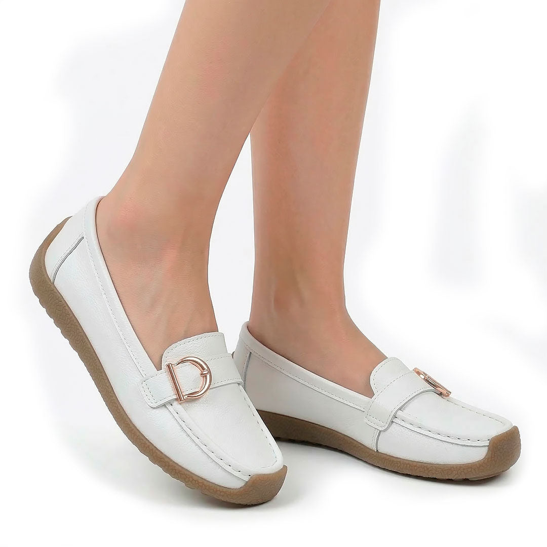 Women's Pebbled Leather Driving Loafers Mila