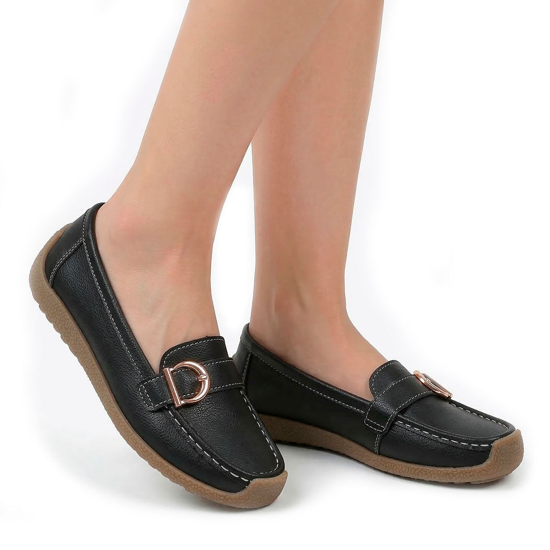 Women's Pebbled Leather Driving Loafers Mila
