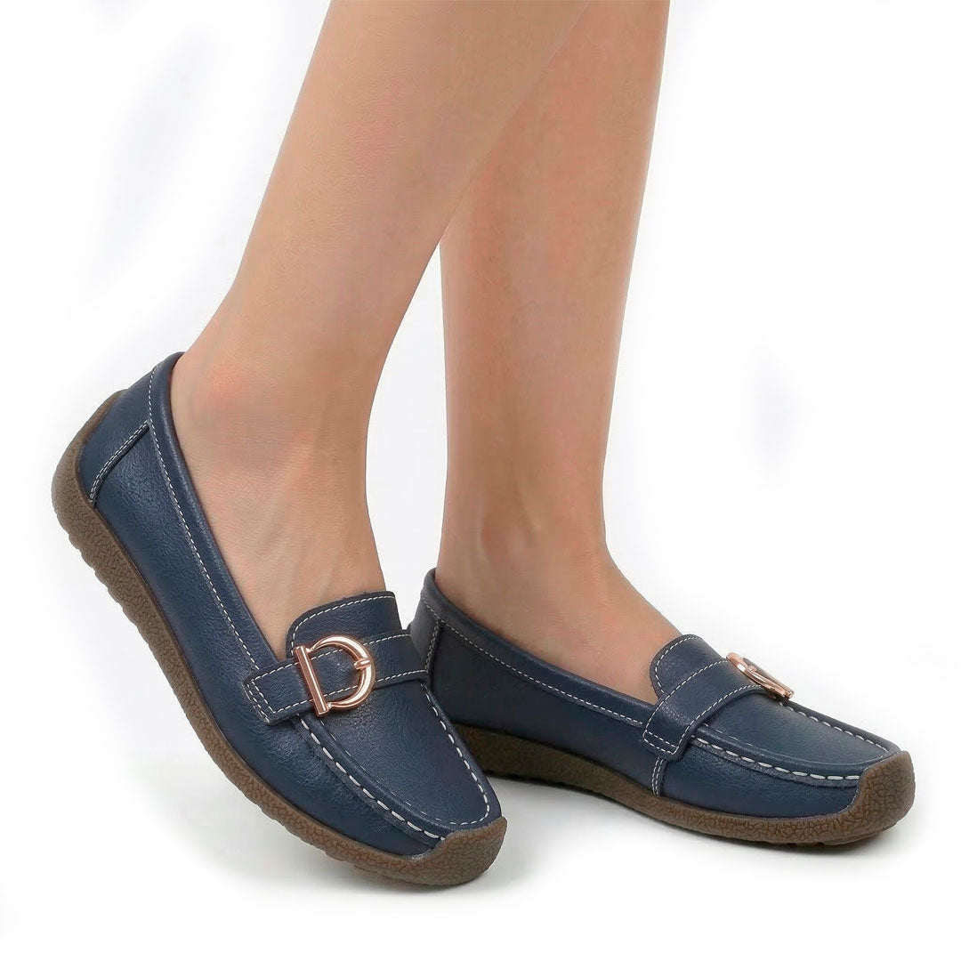 Women's Pebbled Leather Driving Loafers Mila