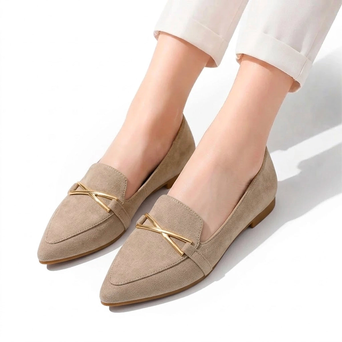 Women's Soft Suede Pointed Toe Ballet Flats Mila
