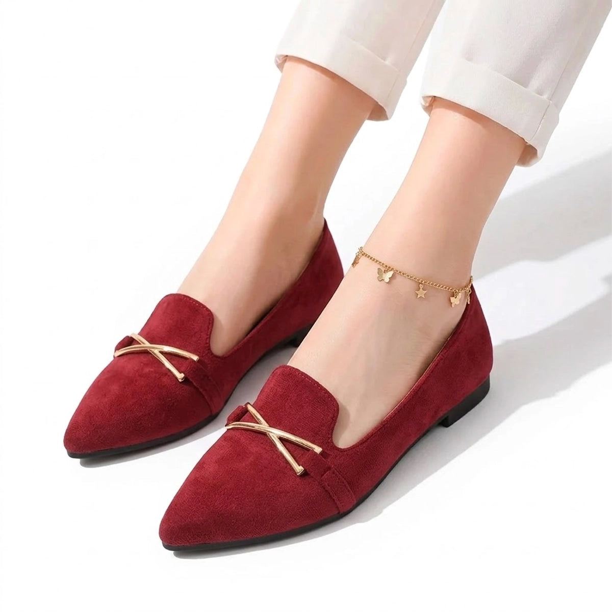 Women's Soft Suede Pointed Toe Ballet Flats Mila