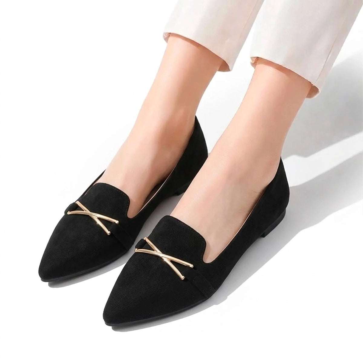 Women's Soft Suede Pointed Toe Ballet Flats Mila