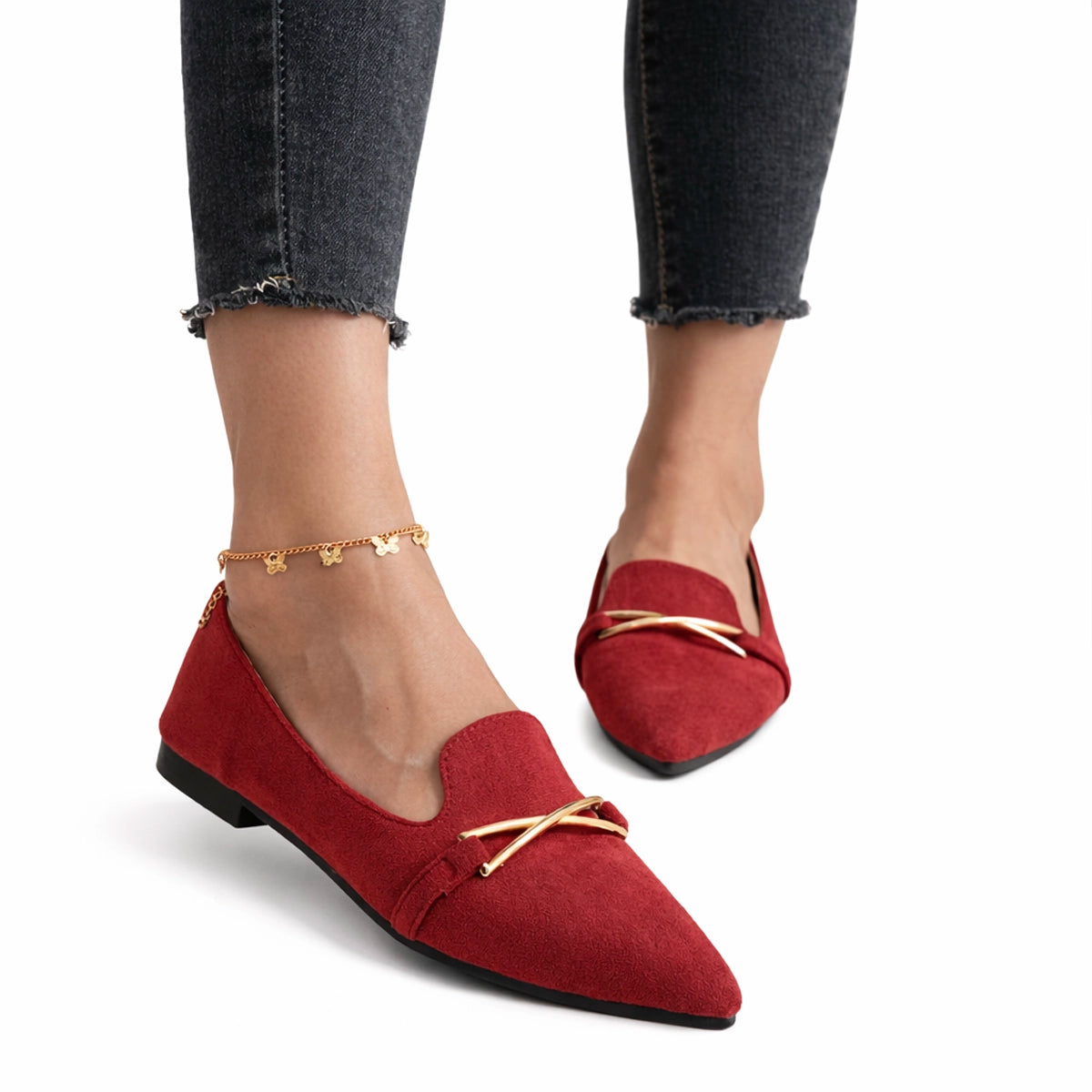 Women's Soft Suede Pointed Toe Ballet Flats Mila