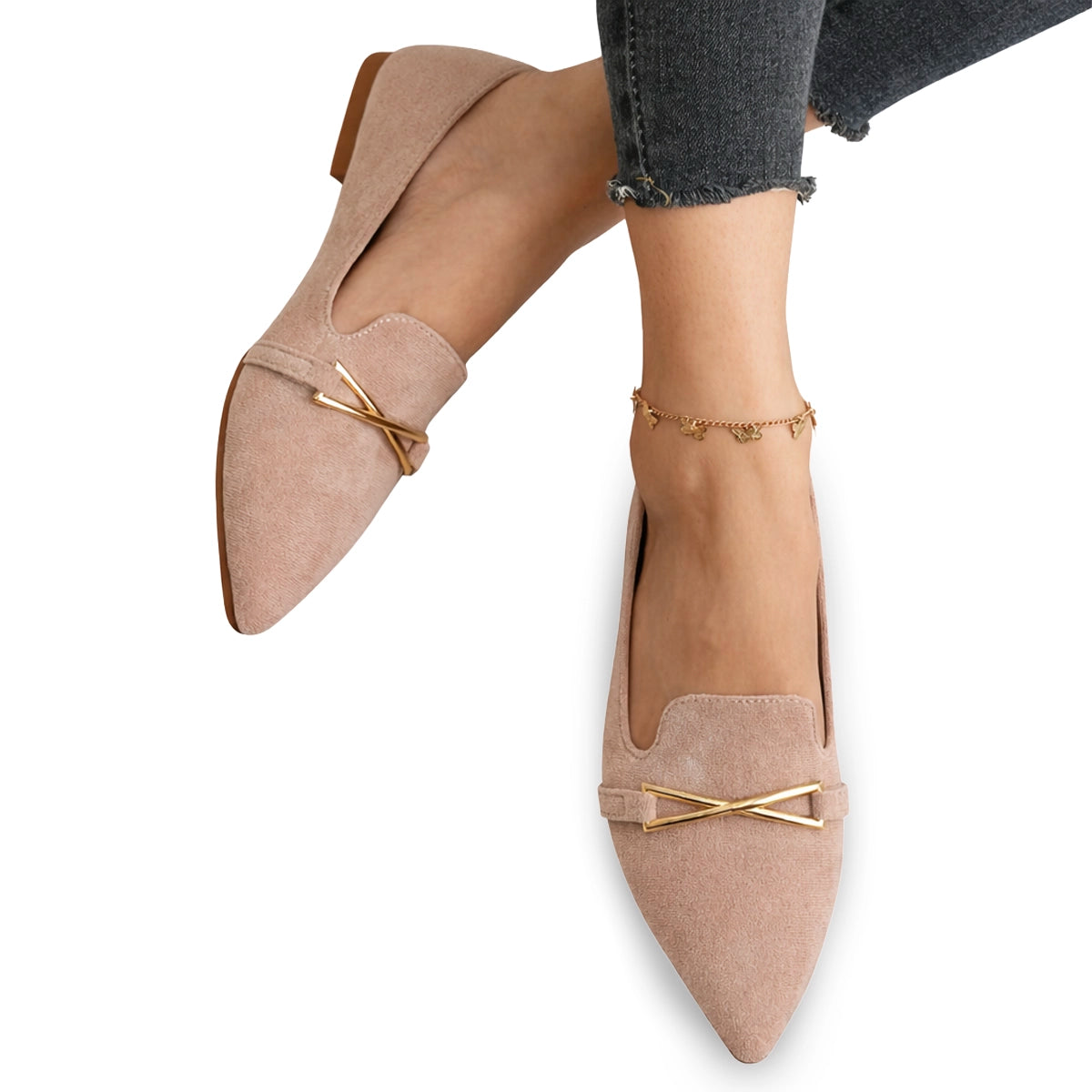 Women's Soft Suede Pointed Toe Ballet Flats Mila