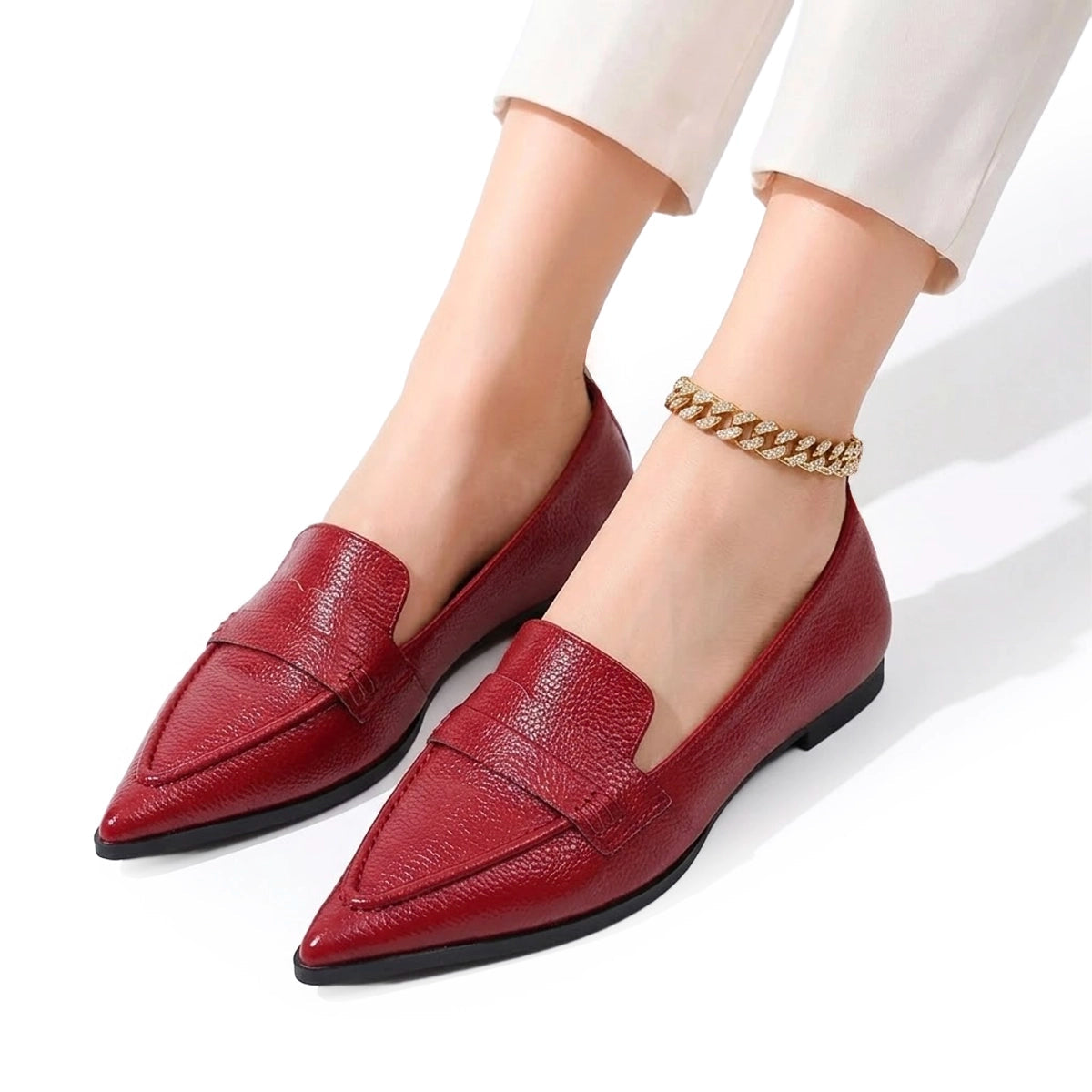 Women's Textured Pebbled Pointed Flats Mila