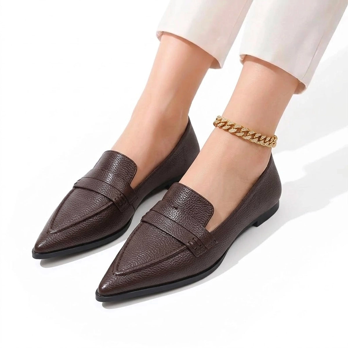 Women's Textured Pebbled Pointed Flats Mila