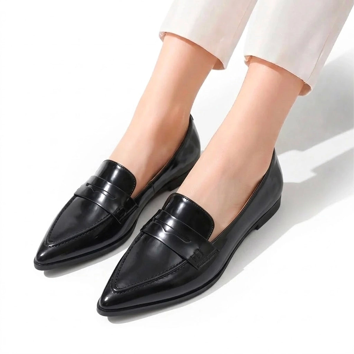 Women's Textured Pebbled Pointed Flats Mila